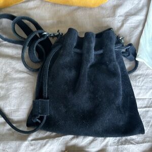 Elegant Black Suede Drawstring Bag